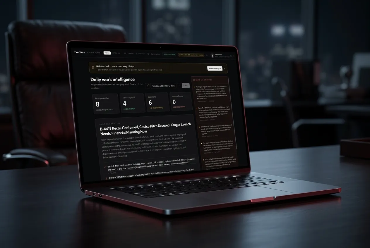 ExecLens shown on a device mockup